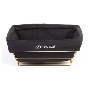Biradlı BRD-HW180-A Bezli Kare Ekmek Sepeti, 22x22x9 cm, Altın