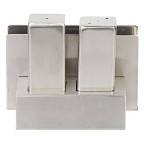 Biradlı Groovy GRV-106-P 3'lü Peçetelikli Çelik Tuzluk Takımı, Parlak