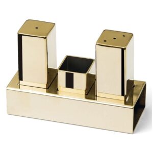 Biradlı GRV-105 Kare Parlak Tuzluk Takımı, 3'lü, Altın