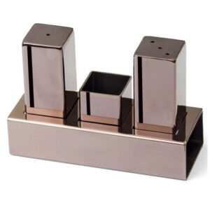 Biradlı GRV-105 Kare Parlak Tuzluk Takımı, 3'lü, Bakır