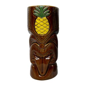 Biradlı GRV-20231 Seramik Tiki Kokteyl Bardağı, 8x18cm, 550 cc Kahverengi