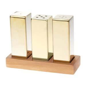 Biradlı GRV-294 Everest Kare Büyük Tuzluk Seti, 3'lü, Altın