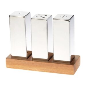 Biradlı GRV-294 Everest Kare Büyük Tuzluk Seti, 3'lü, Parlak