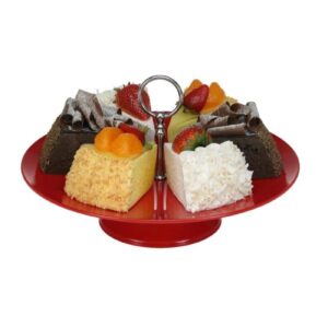 Bora Plastik Pasta ve Kek Standı Ayaklı 30 Cm Kırmızı