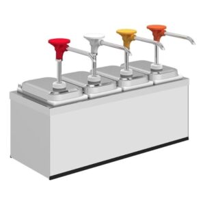 Kalando KDS-003 Basmalı Sos Pompası Dörtlü Stant Paslanmaz 4x1.9 L