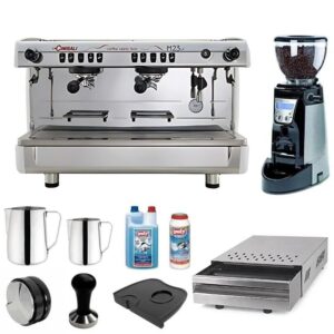 La Cimbali M23 Espresso Kahve Makinesi Seti, Yüksek Şase, 2 Gruplu 10 Parça Beyaz
