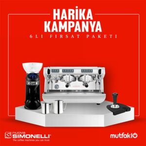 Nuova Simonelli Appia Life II Yüksek Kaşıklı Tam Otomatik Beyaz+ Altılı Fırsat Paketi