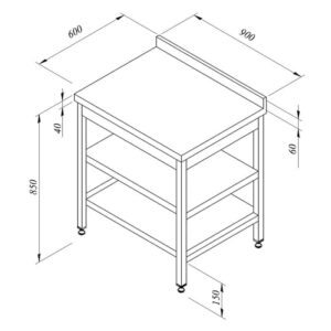 Öztiryakiler Ara Ve Taban Raflı Çalışma Tezgahı Sırtlı 90x60 Cm