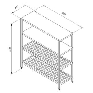 Öztiryakiler İstif Rafı, 2 Düz 2 Izgara Tabla, 90x50 cm