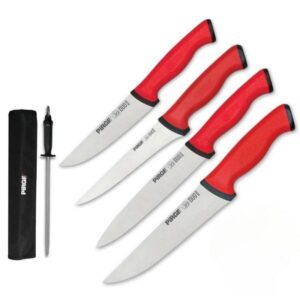 Pirge Duo Profesyonel Kasap Kurban Bıçak Seti 5'li Çantalı 35188