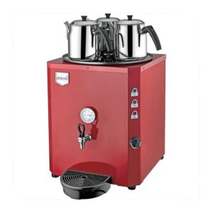 Remta DE10S Jumbo Şamandıralı Çay Makinesi, 3 Demlikli, 40 L, Elektrikli, Kırmızı