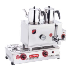 Silverinox Doğalgazlı CE Çift Tab. Kaynaklı 2 Demlik Çayocağı 40'lık