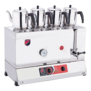 Silverinox Elektrikli Çay Ocağı Kapaklı ve Kaynaklı 4 Demlikli 85'lik