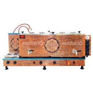 Tiryaki 5 Demlikli Bakır Çay Semaveri Gaz + Elektirik